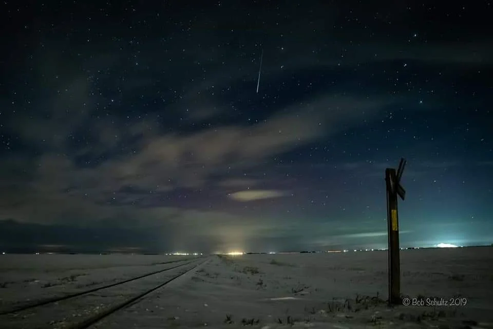 A shot of the Moose Jaw skyline, where Bob Schulz was chasing the Aurora Borealis or Northern Lights - Bob Schultz Photo