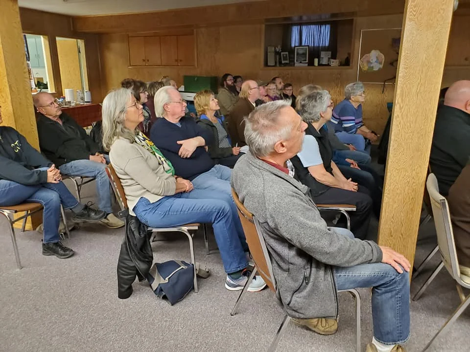 Listening to the talk at the Moose Jaw Nature Society regular member meeting on Friday evening. (Turn up the volume)