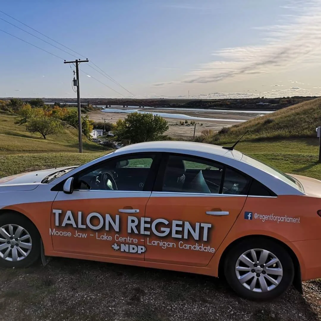It's hard to miss Talon when he's on the campaign trail