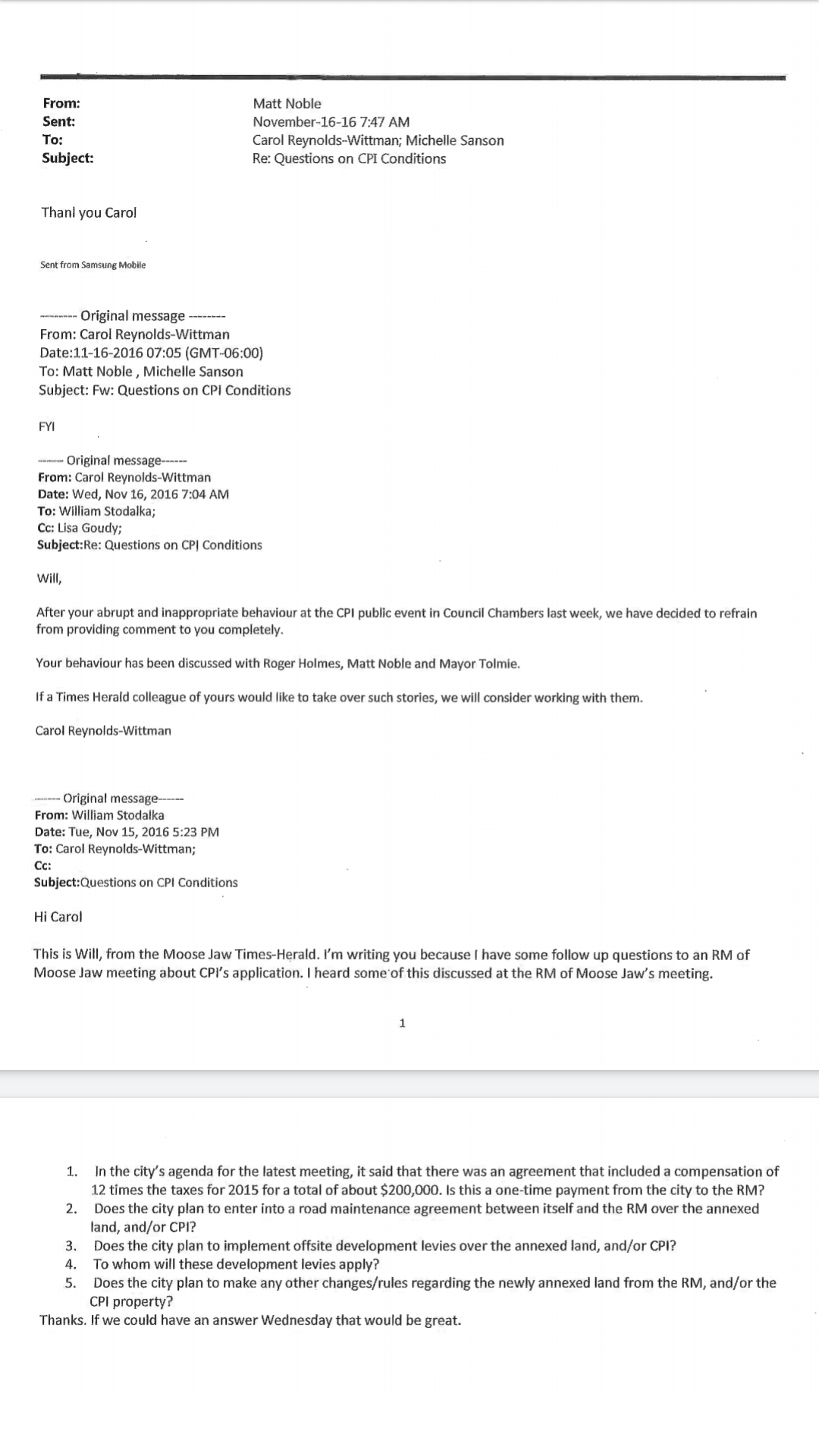 City Met With Newspaper And 2016 Pea Protein Plant Probe Killed