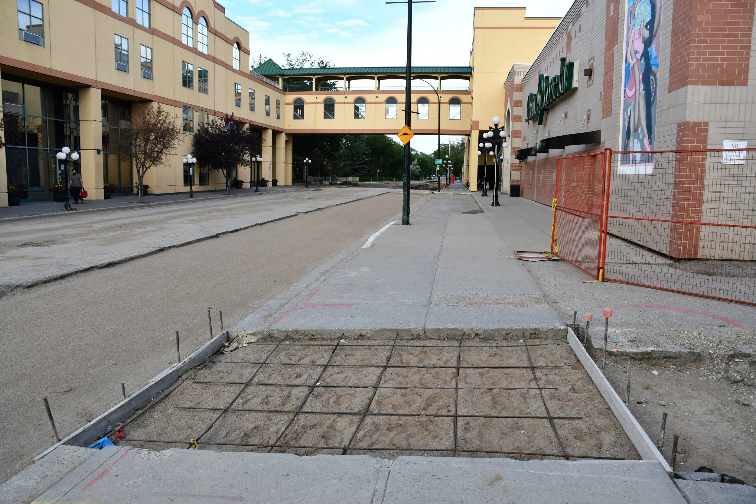 A bad section of sidewalk has re-bar installed awaiting concrete - MJ Independent photo
