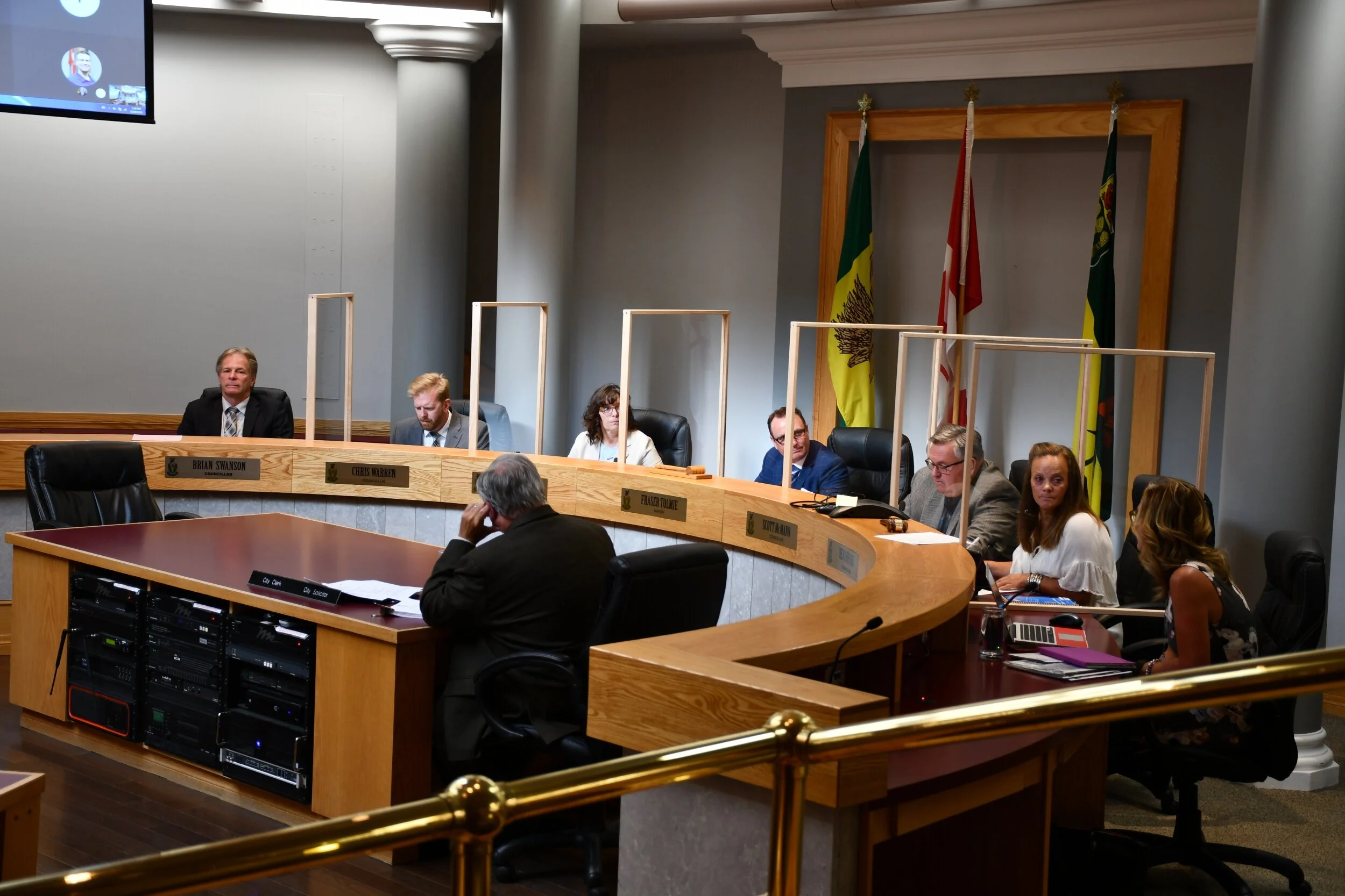 Sneeze Guards Installed In Council Chambers 