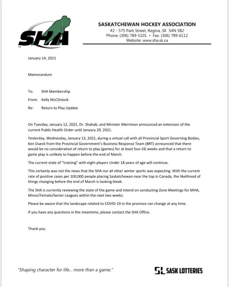 Regular Minor Hockey Play Still Off-Side With COVID - 19 Restrictions