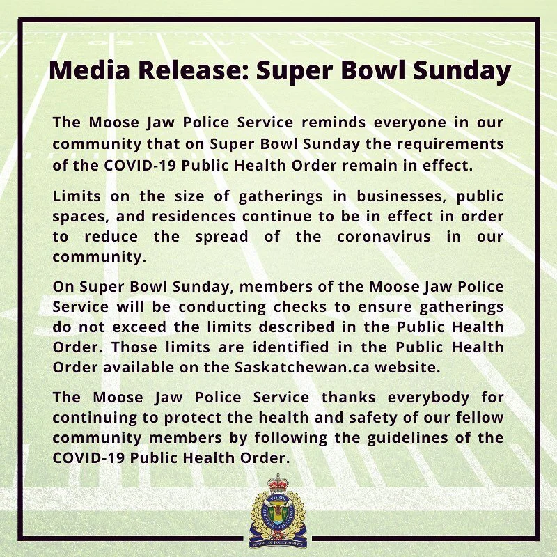 Police Service Reminds People About Super Bowl Gatherings 