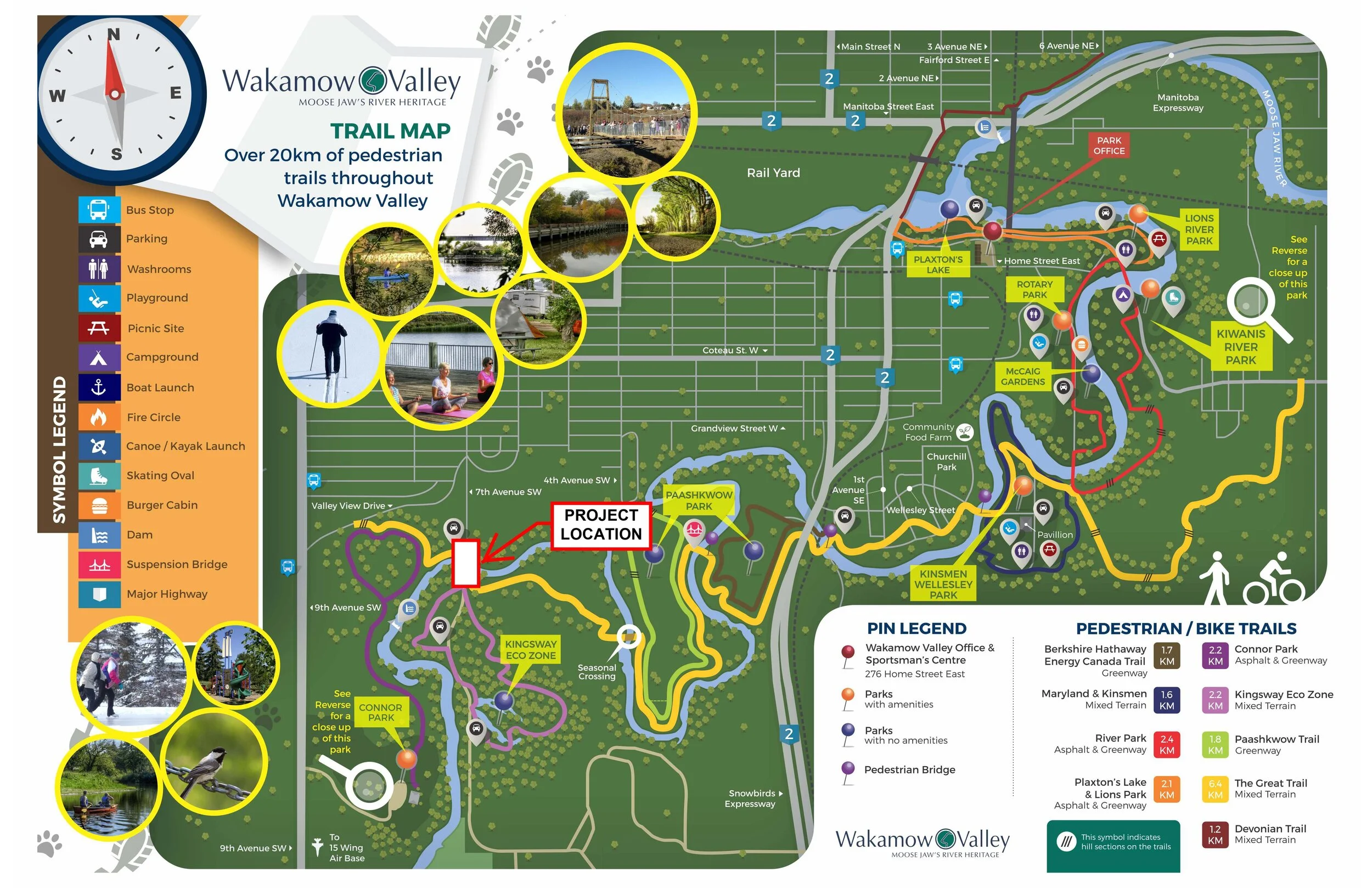 Wakamow Valley Authority map showing the project and alternative accesses to the trail system - source City of Moose Jaw news release