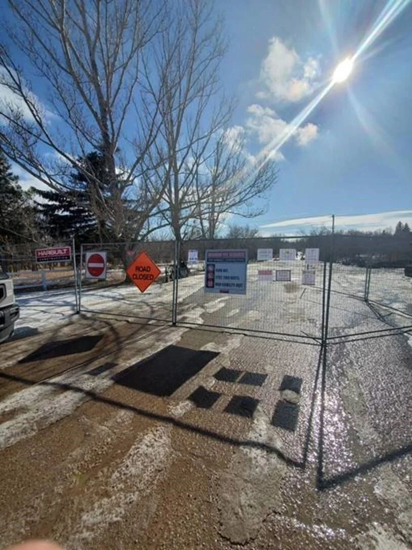Safety barricade erected at the north entrance to the 7th Avenue Bridge - city of Moose Jaw photo