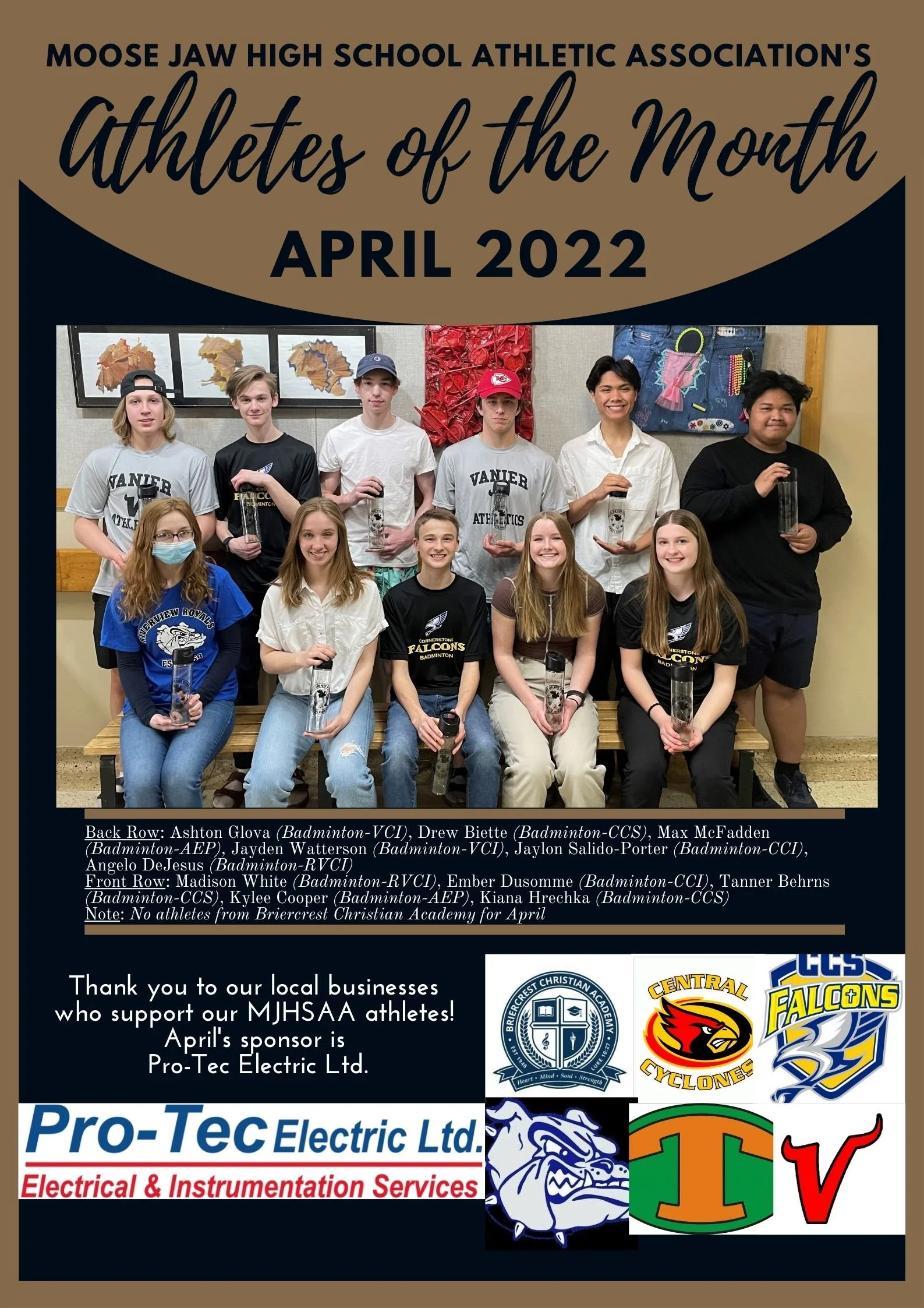 Moose Jaw High School Athletes For April 2022 