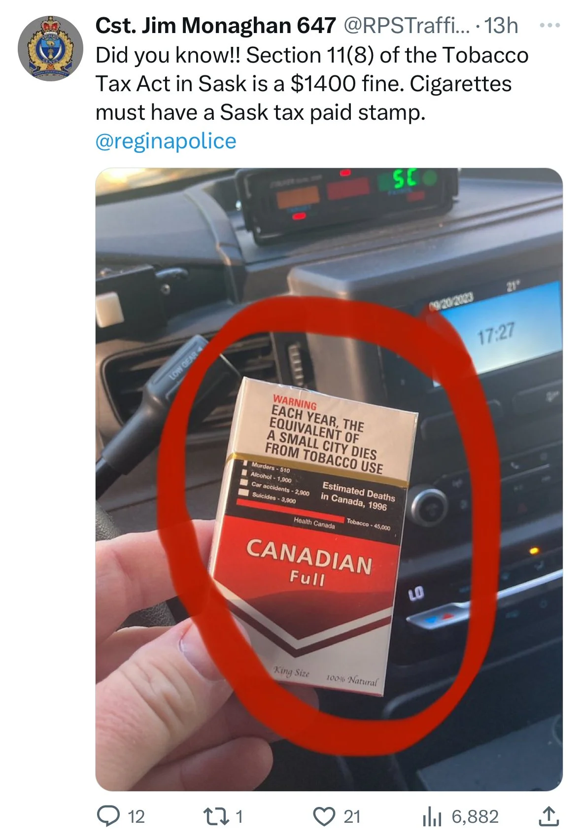 Man Fined $1,400 For Possessing Four Untaxed Smokes