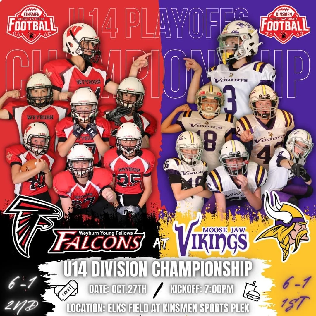 Kinsmen Moose Jaw Minor Football League U14 Championship Game This Evening