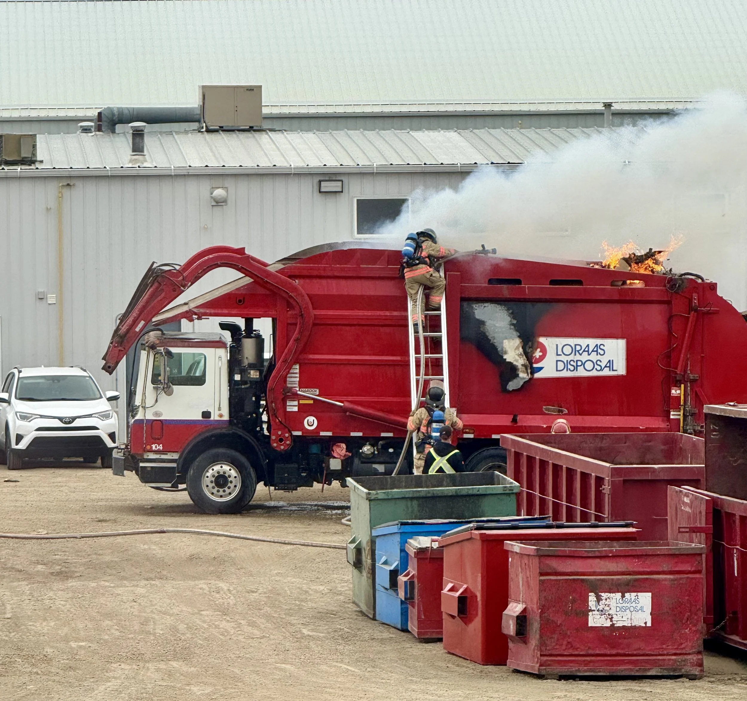 Garbage Truck Catches Fire