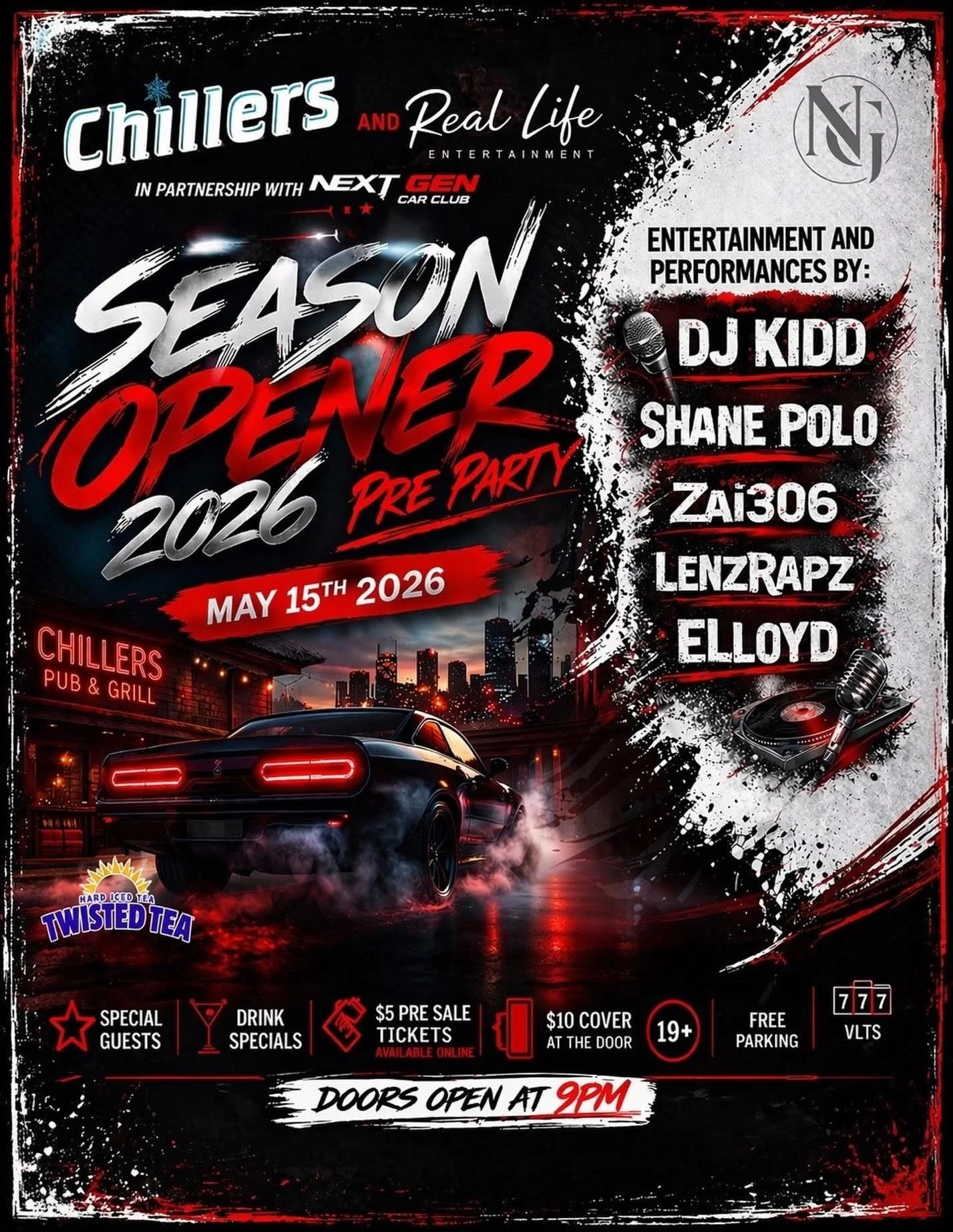 Chillers Hosting Next Gen Car Club 2026 Season Opener Pre-Party