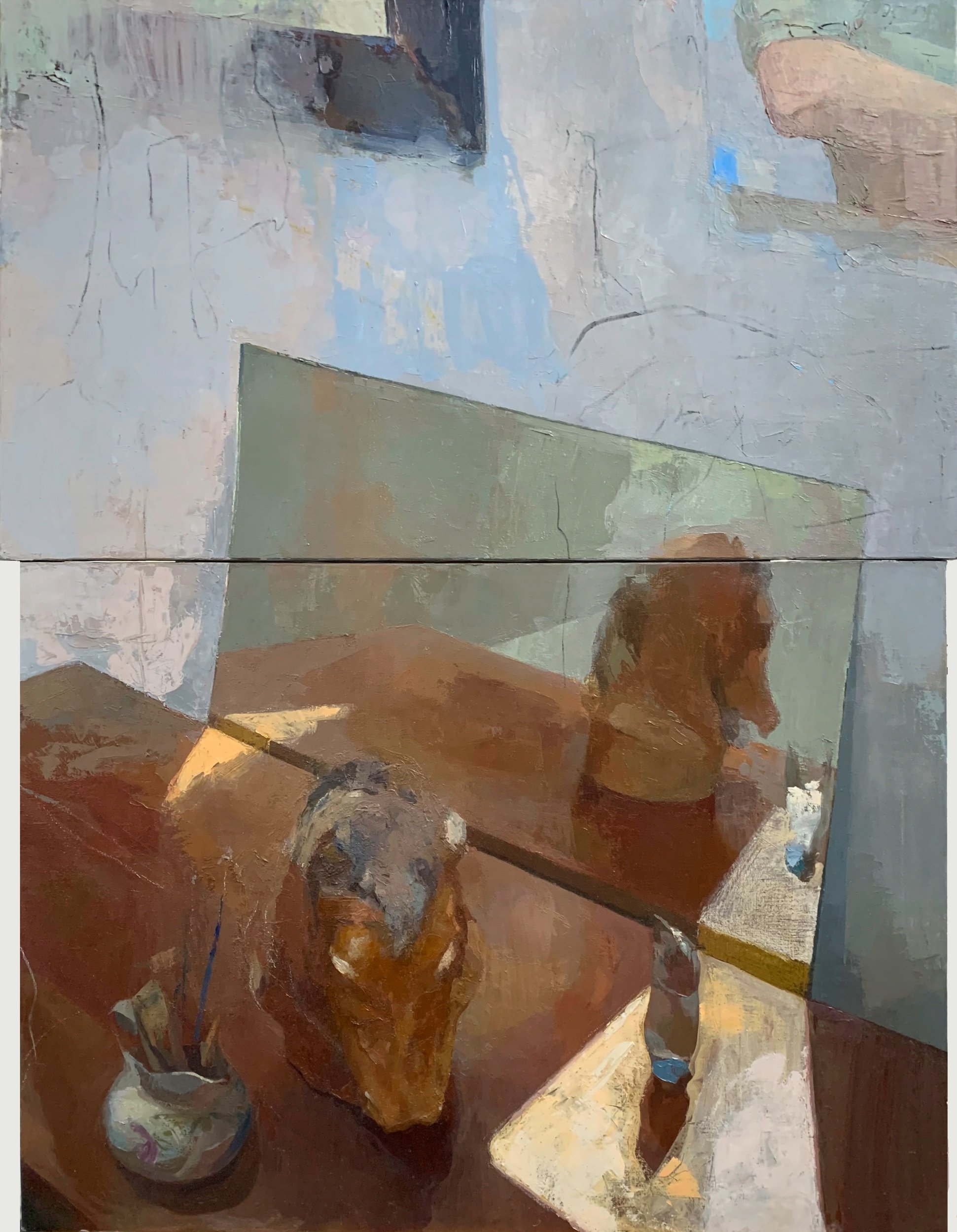   Horse head with Mirror   2020  44” x 34”  oil on linen 