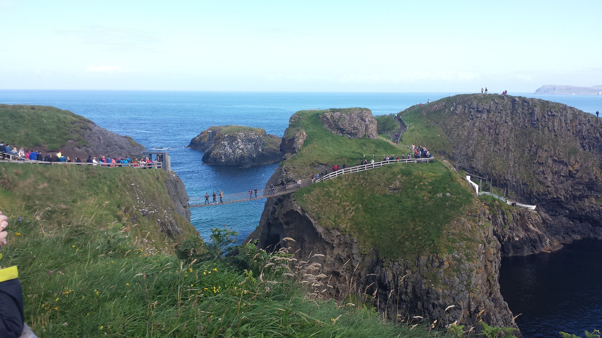 A photo of Carrick-a-Rede Rope Bridge in Ireland.