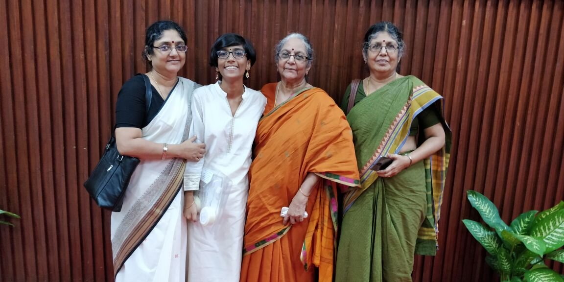 Image of Madhura and her pillars of strength— her mother, grandmother, and grandaunt— at a university event.