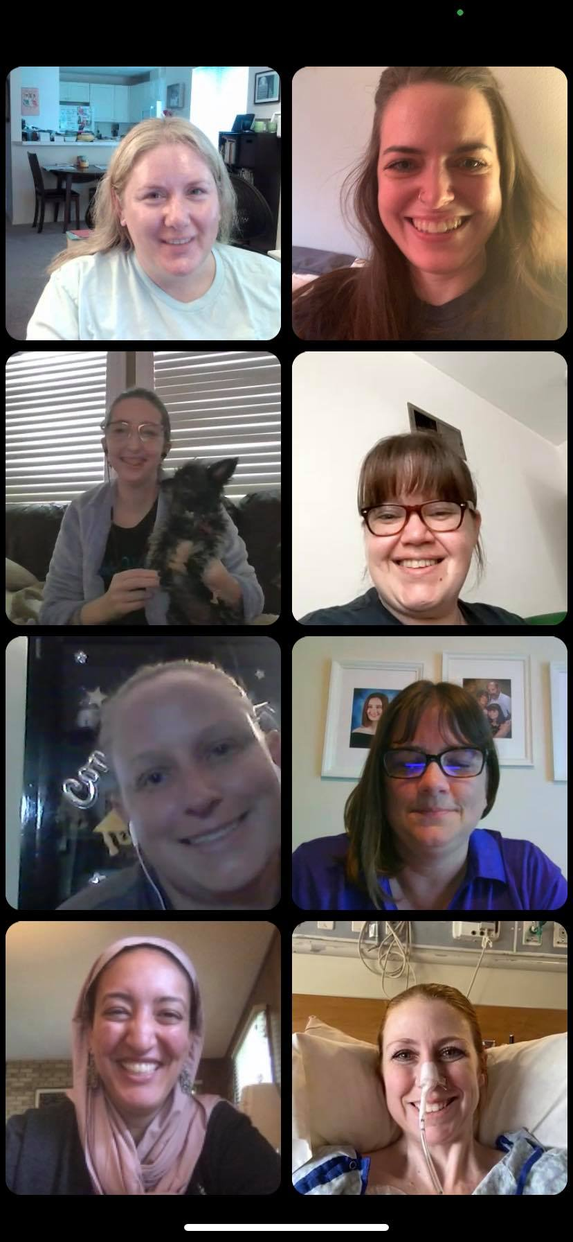 An image of four women separated by black borders participating in the virtual summit.