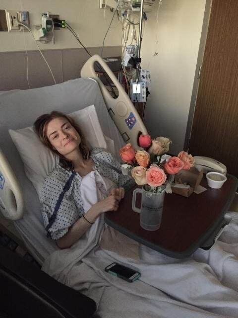 Photo of the author in a hospital bed.