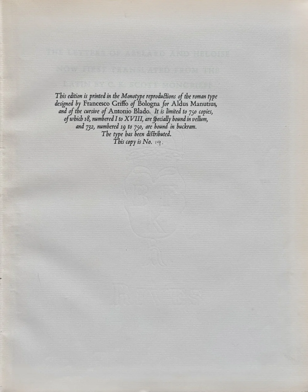 The Letters of Abelard and Heloise - Guy Chapman, 1925