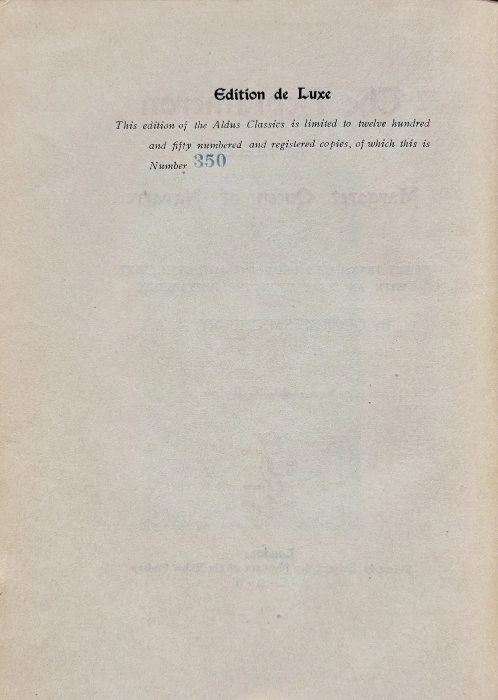 Aldus Classics - Privately Printed for Members of the Aldus Society, 1903