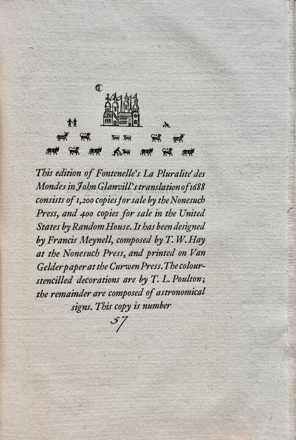 Fontenelle's A Plurality of Worlds - Nonesuch Press, 1929