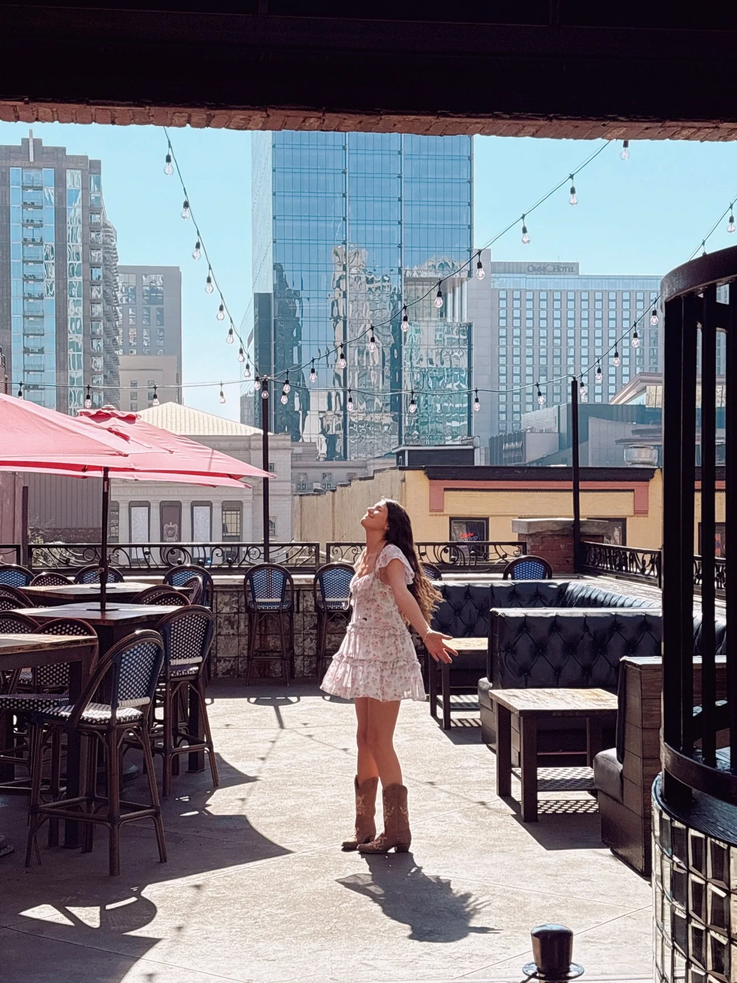 Always soaking up the sun at @casarosanashville rooftop and tomorrow we&rsquo;ll be doing it with all original female music!! 🩷🩷