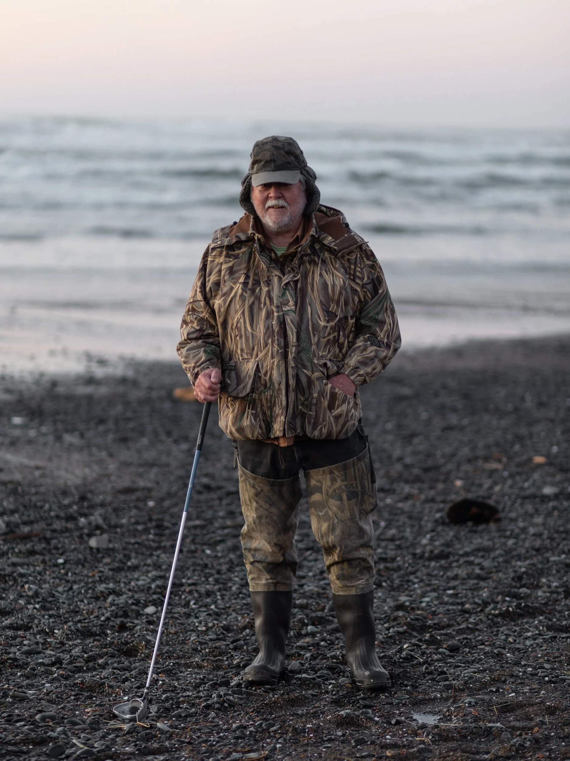 Portrait of stranger wearing camouflage on oregon coast