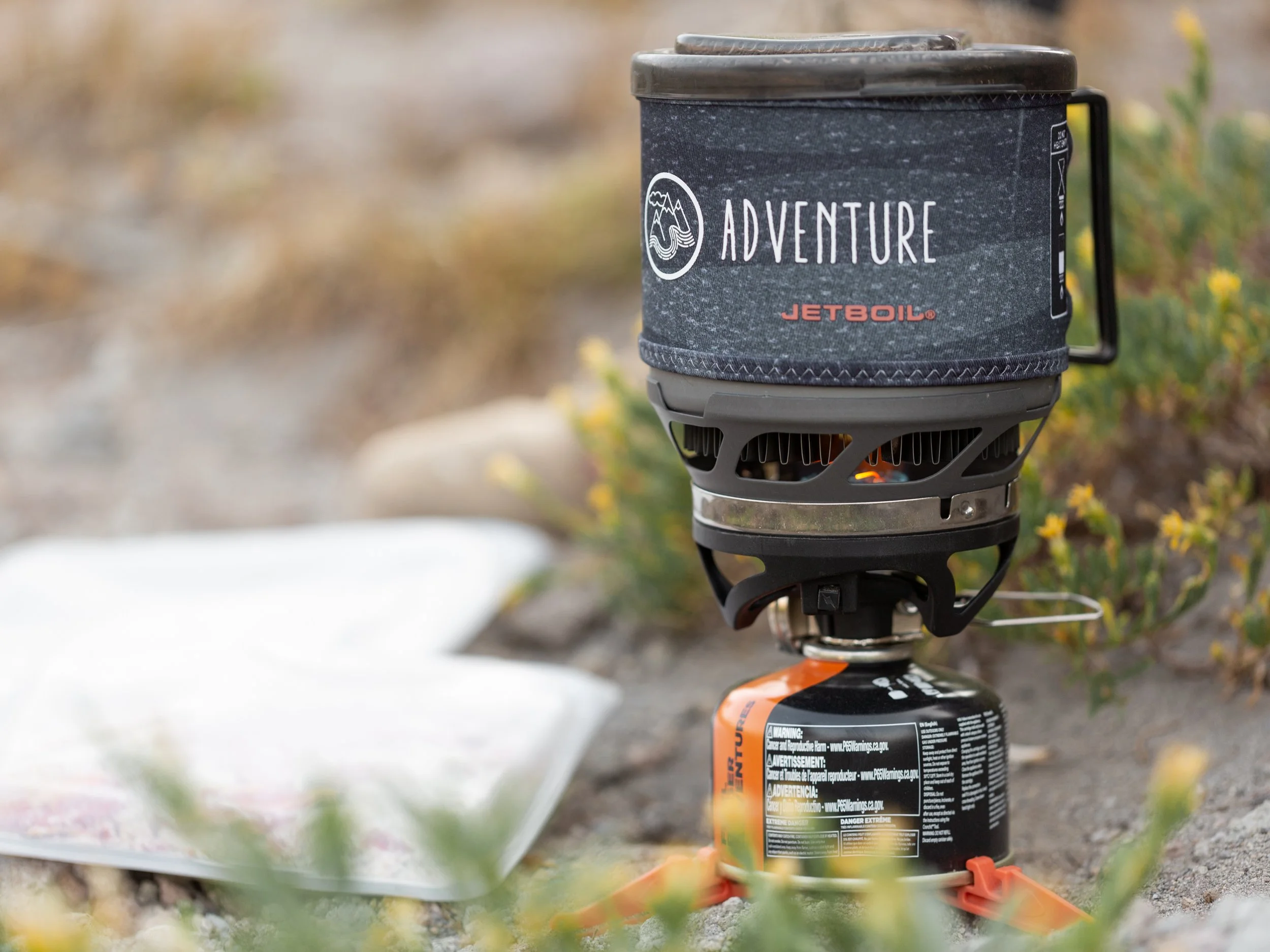 Detail of Jetboil stove cooking