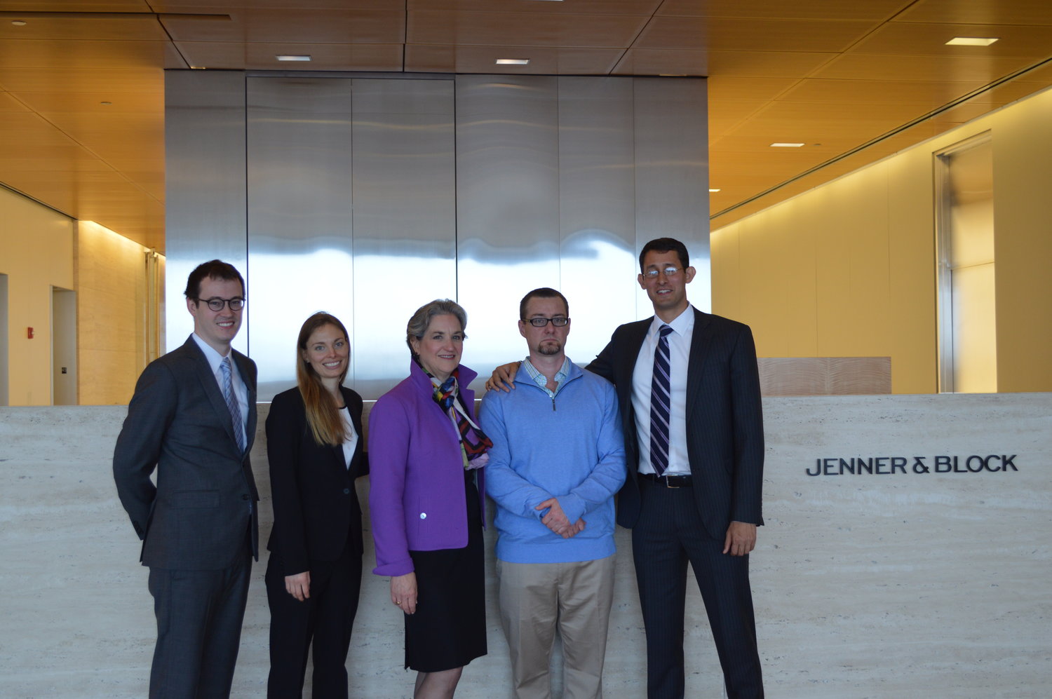 From left: Associate James Dawson, Associate Julia Mazur (Katten Muchin Rosenman LLP), Partner Terri Mascherin, Adam Gray, Associate Brij Patnaik