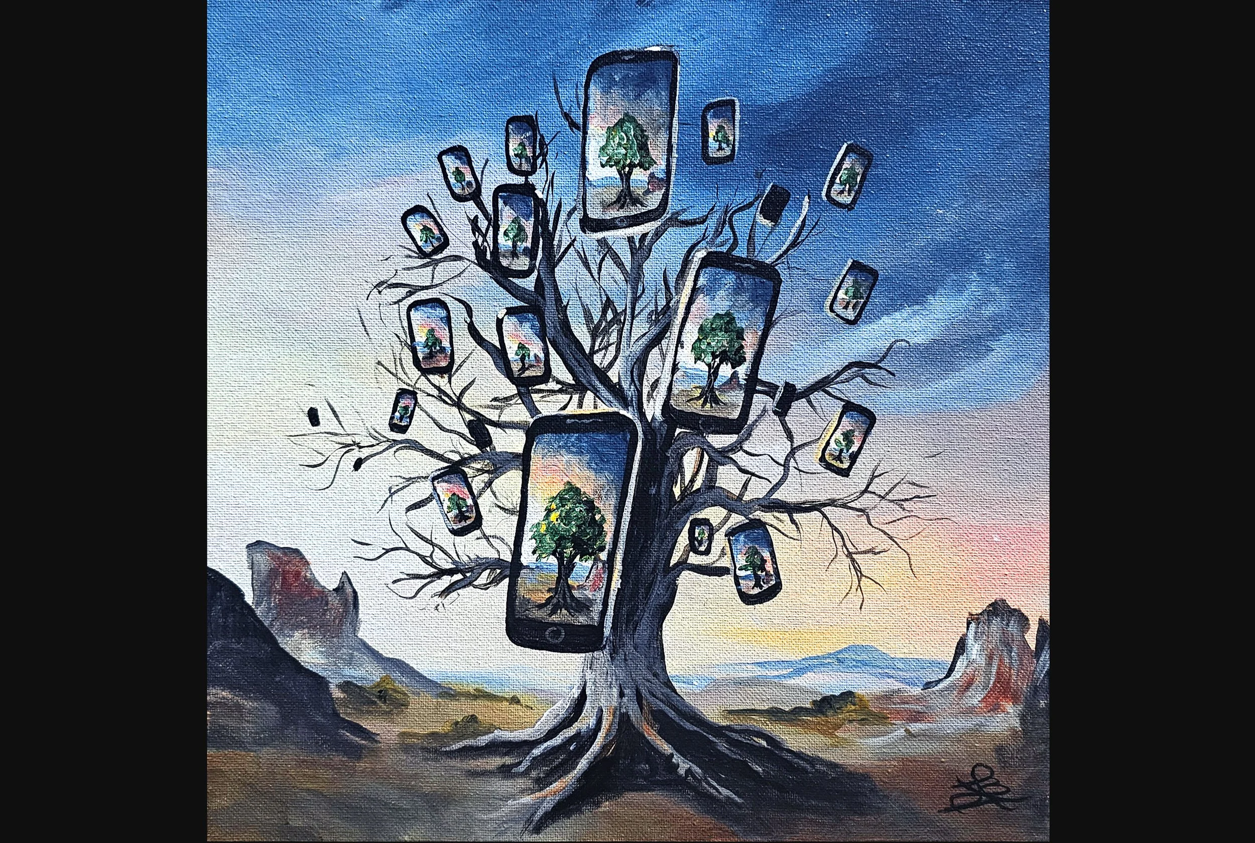 Cartoon Tree Using Phone Cell Phone Tree — Michelle the Painter