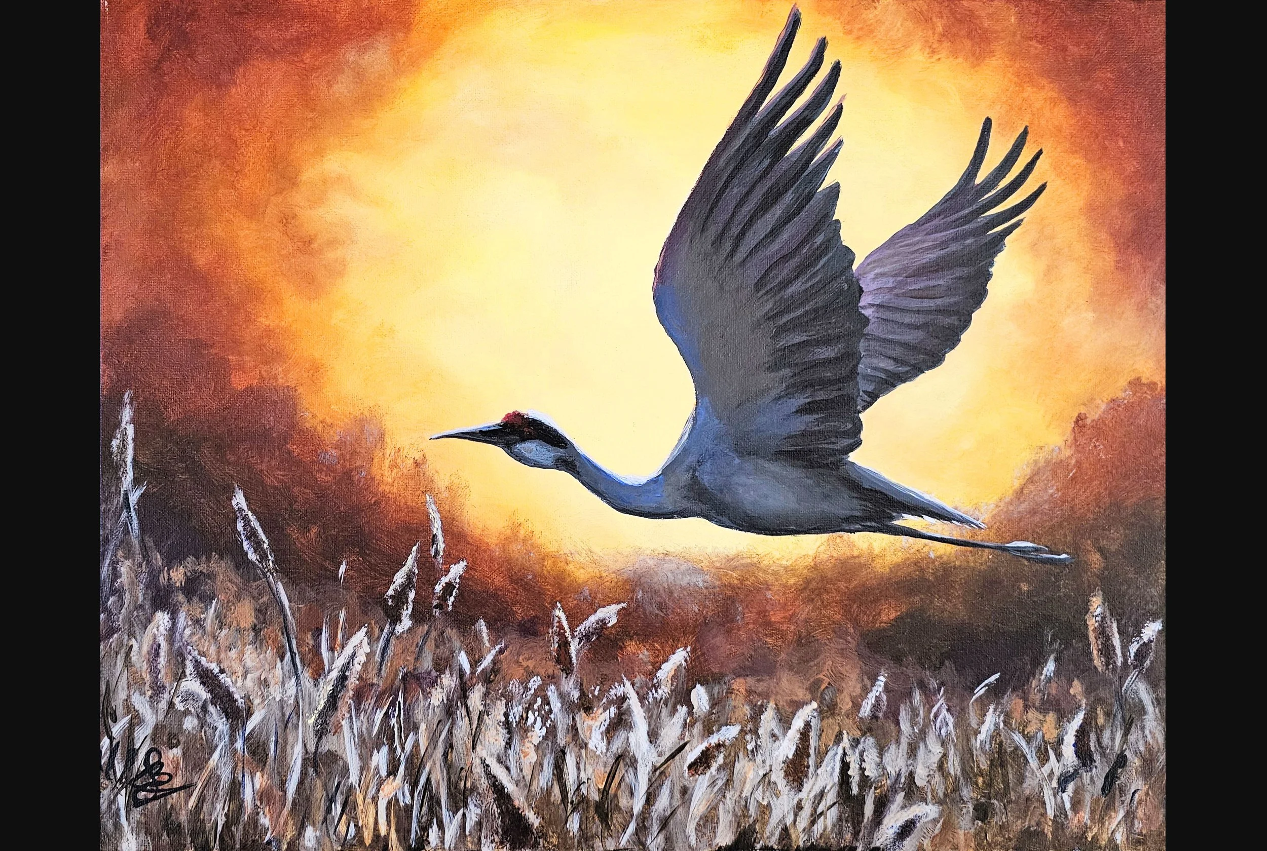 Autumn Sunset Crane