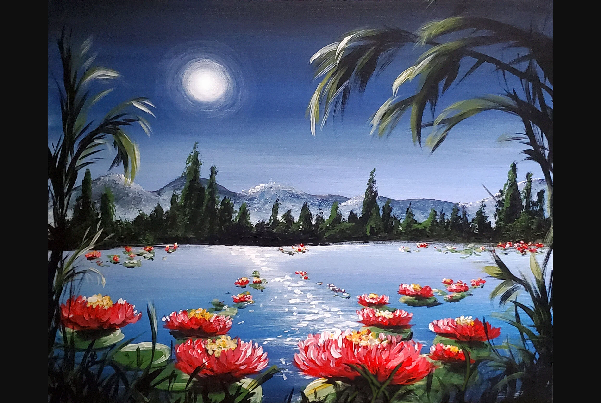 Moonlit Lotus Lake