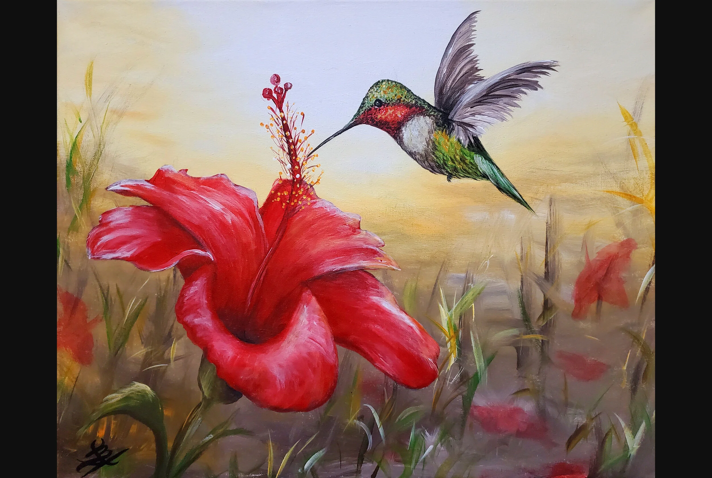 Hibiscus and Hummingbird
