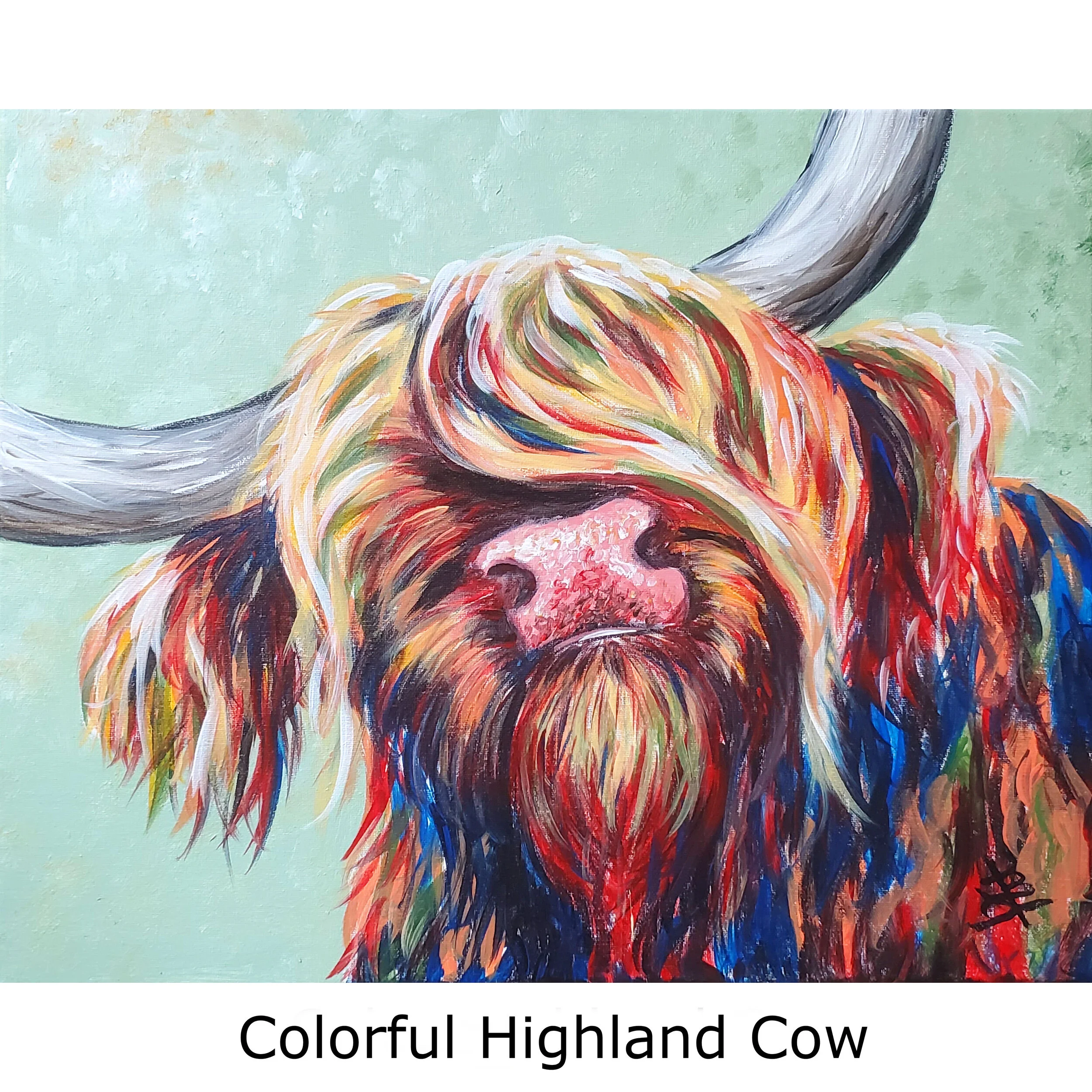 Colorful Highland Cow — Michelle the Painter