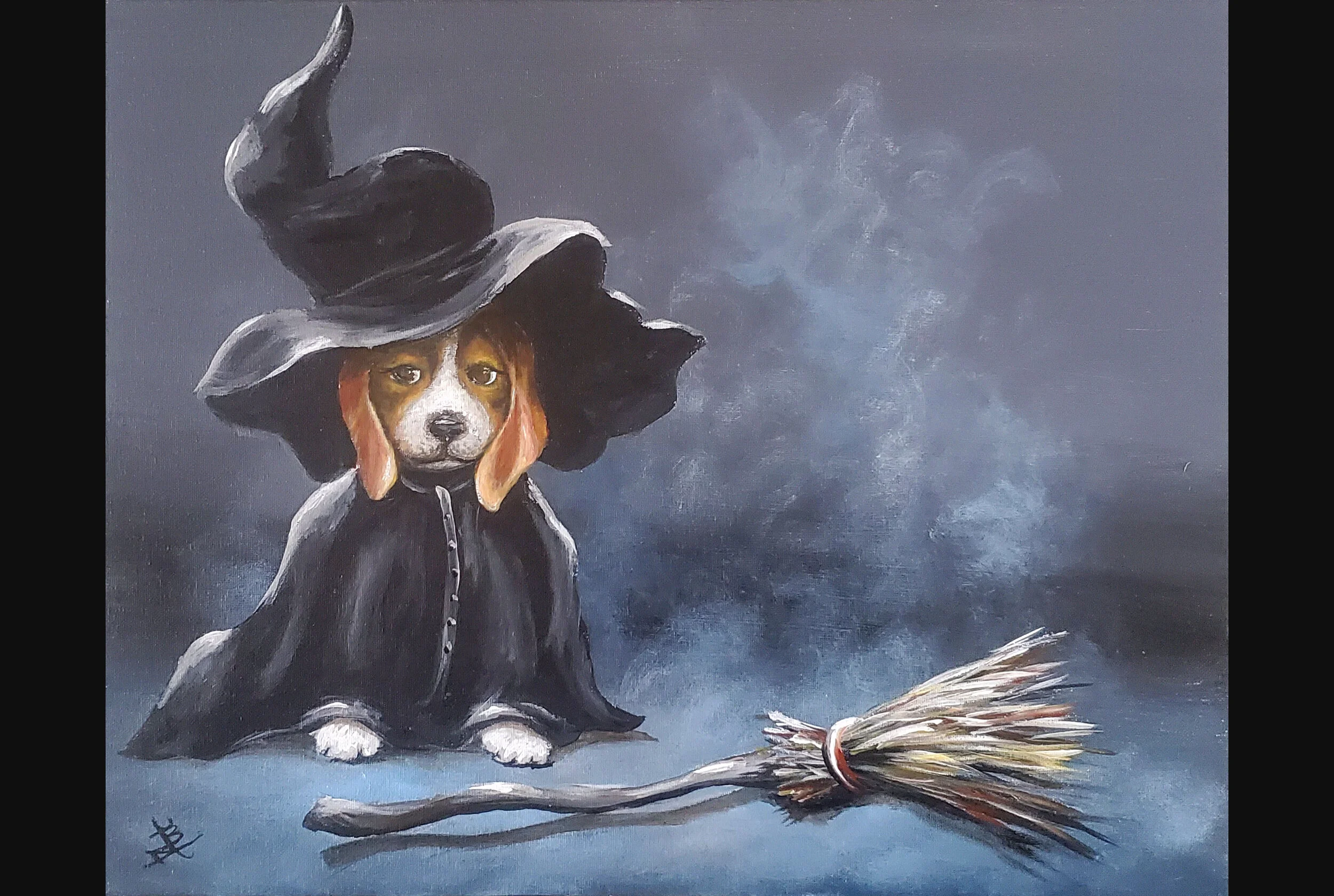 Beagle and the Broom