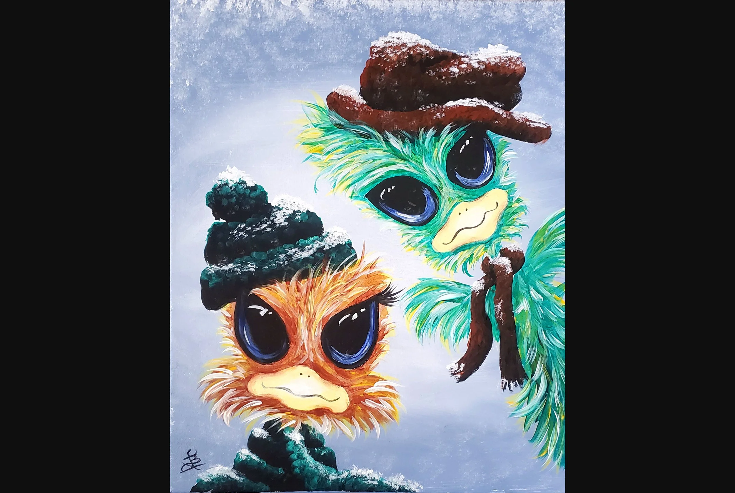 Snowy Ostriches