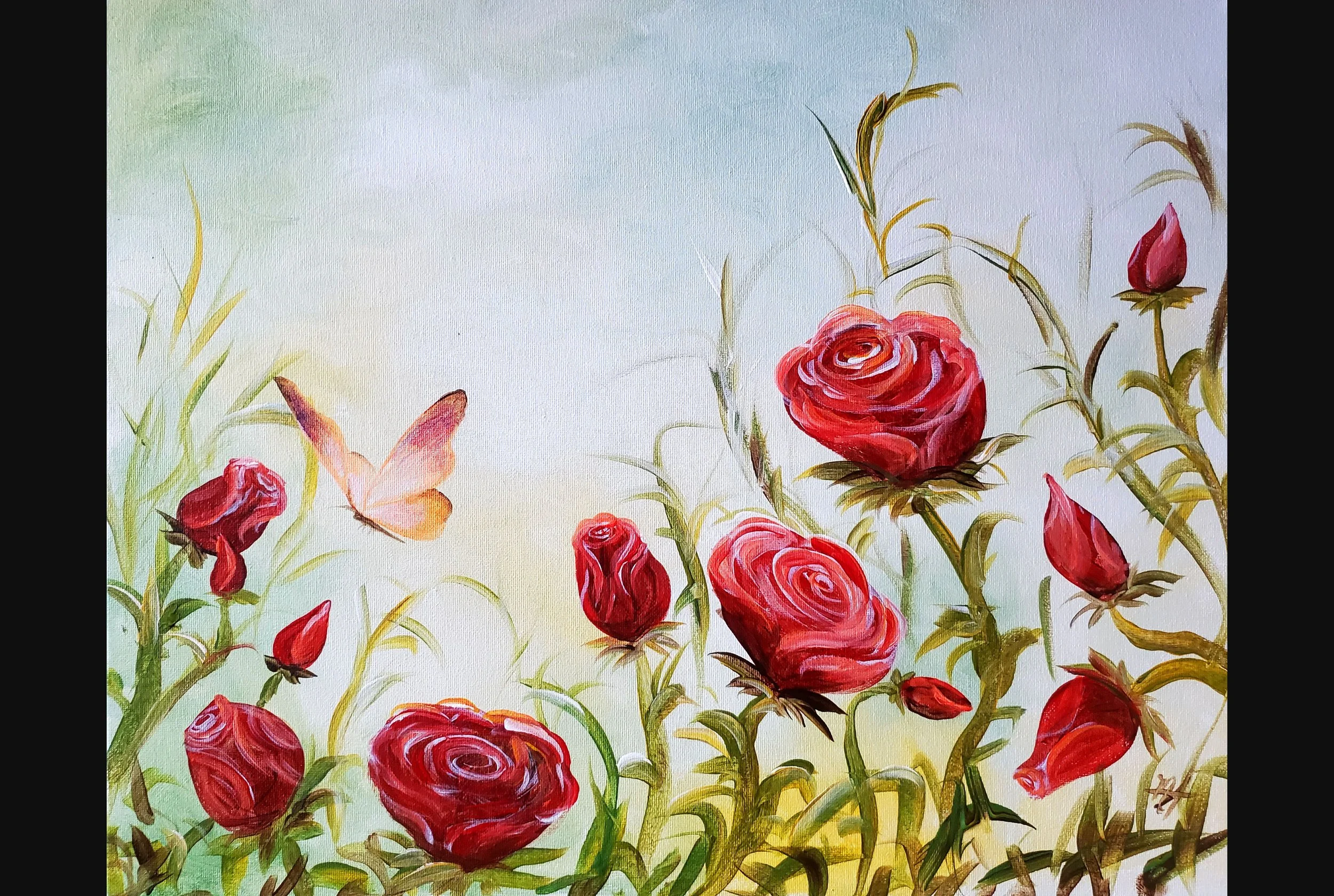 Red Roses and Butterfly