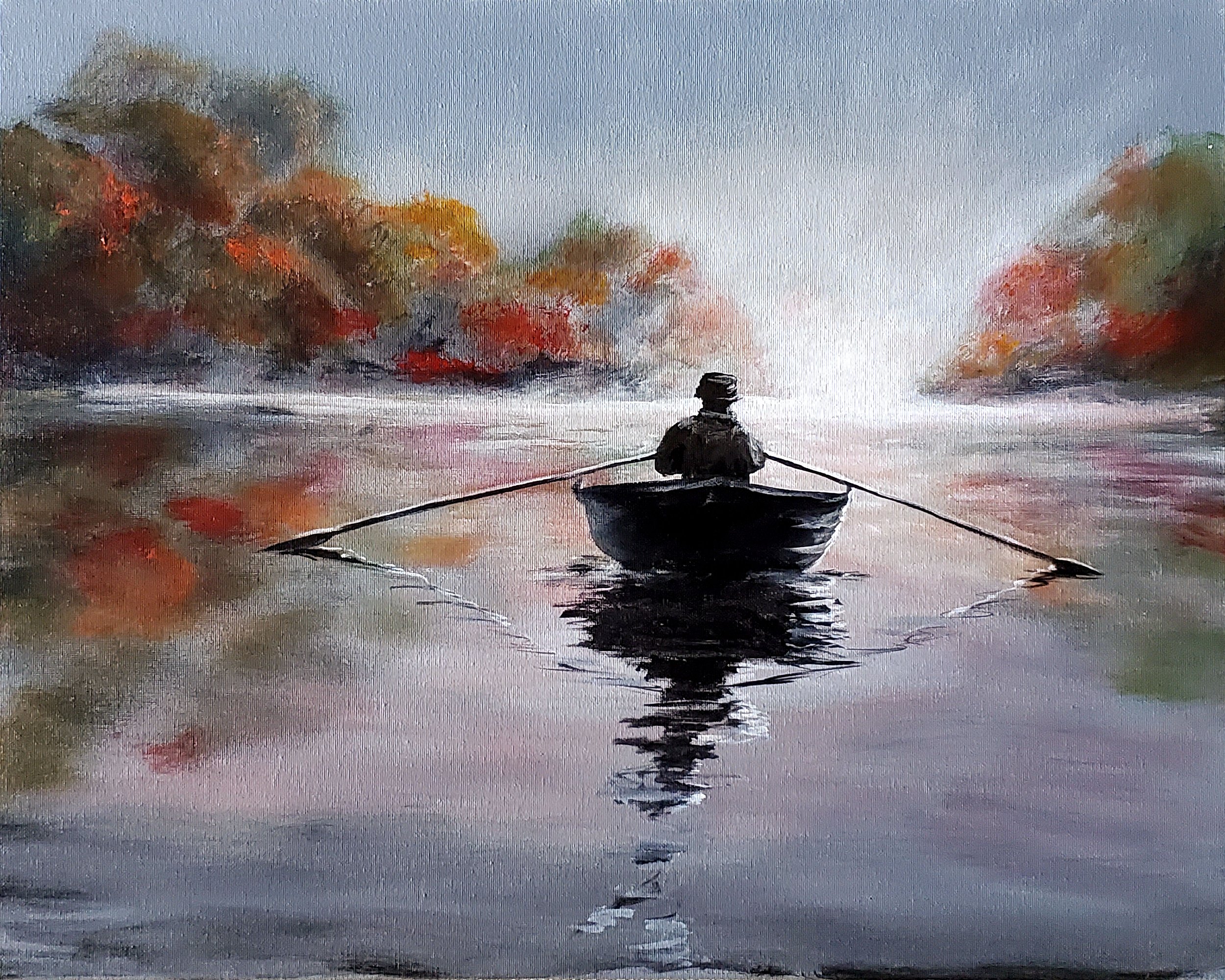 Autumn Lake Boat