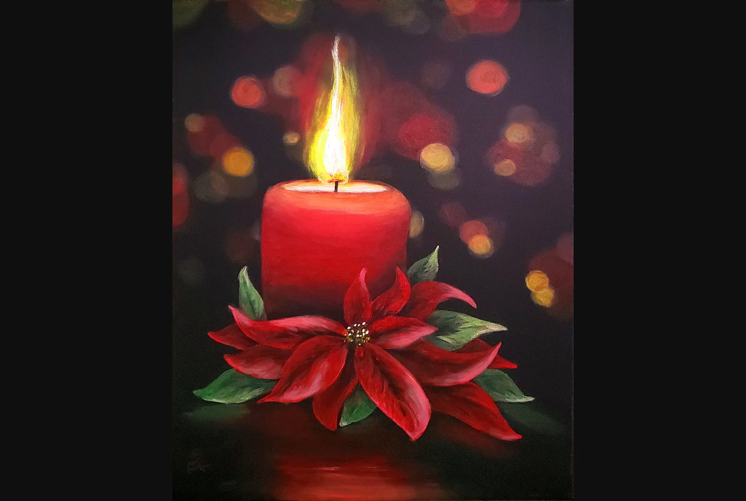 Candle Lit Poinsettia
