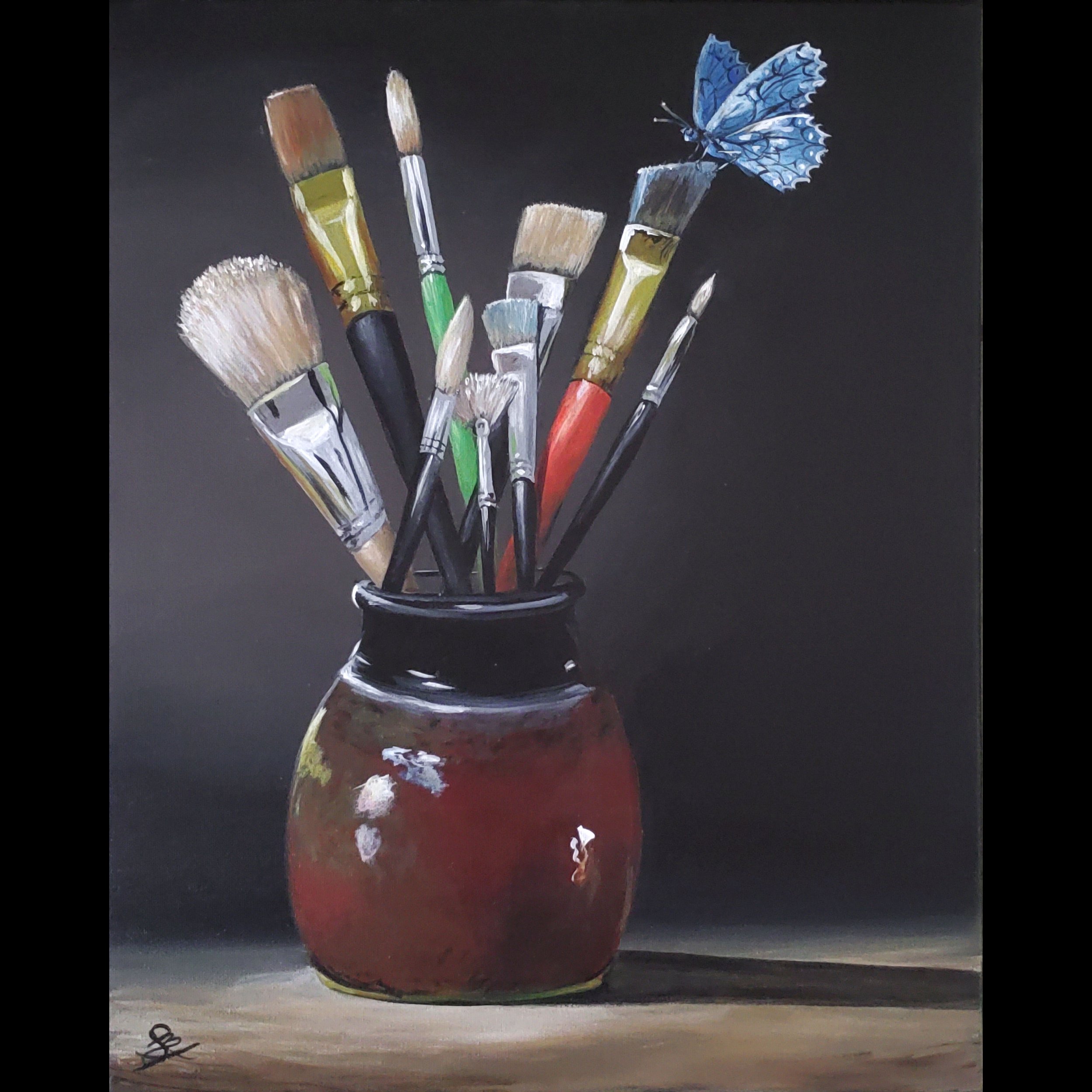 Paint Brushes and Butterfly