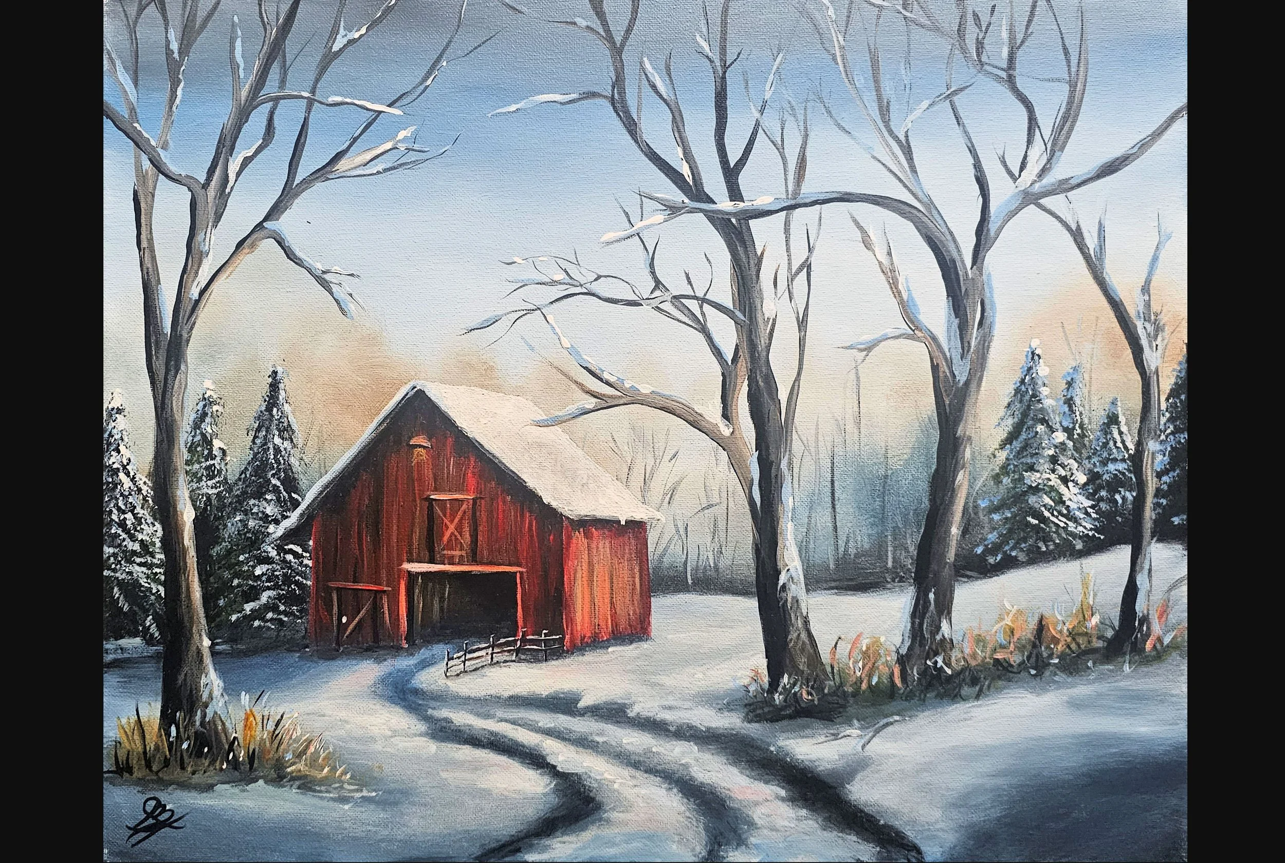 Country Winter Barn