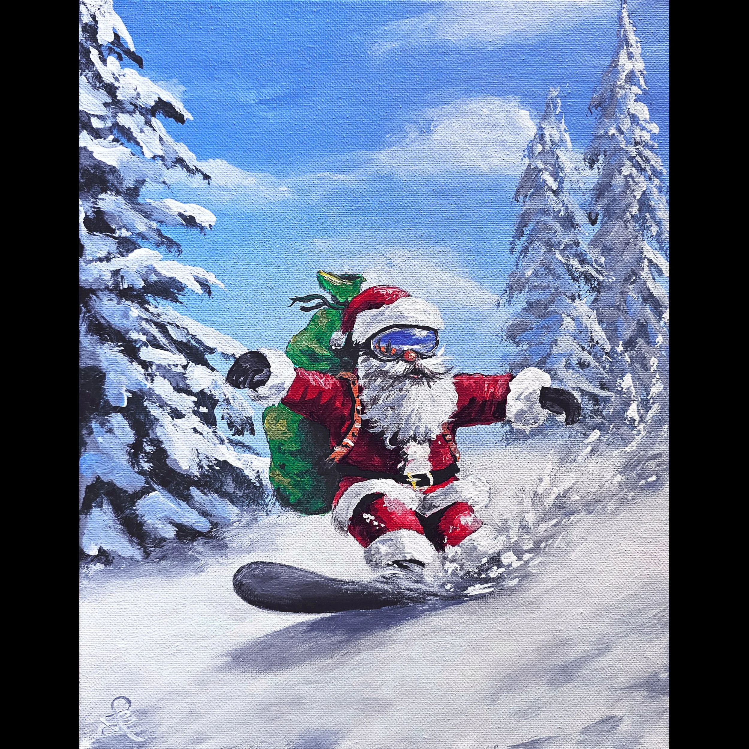 Santa Snowboarding