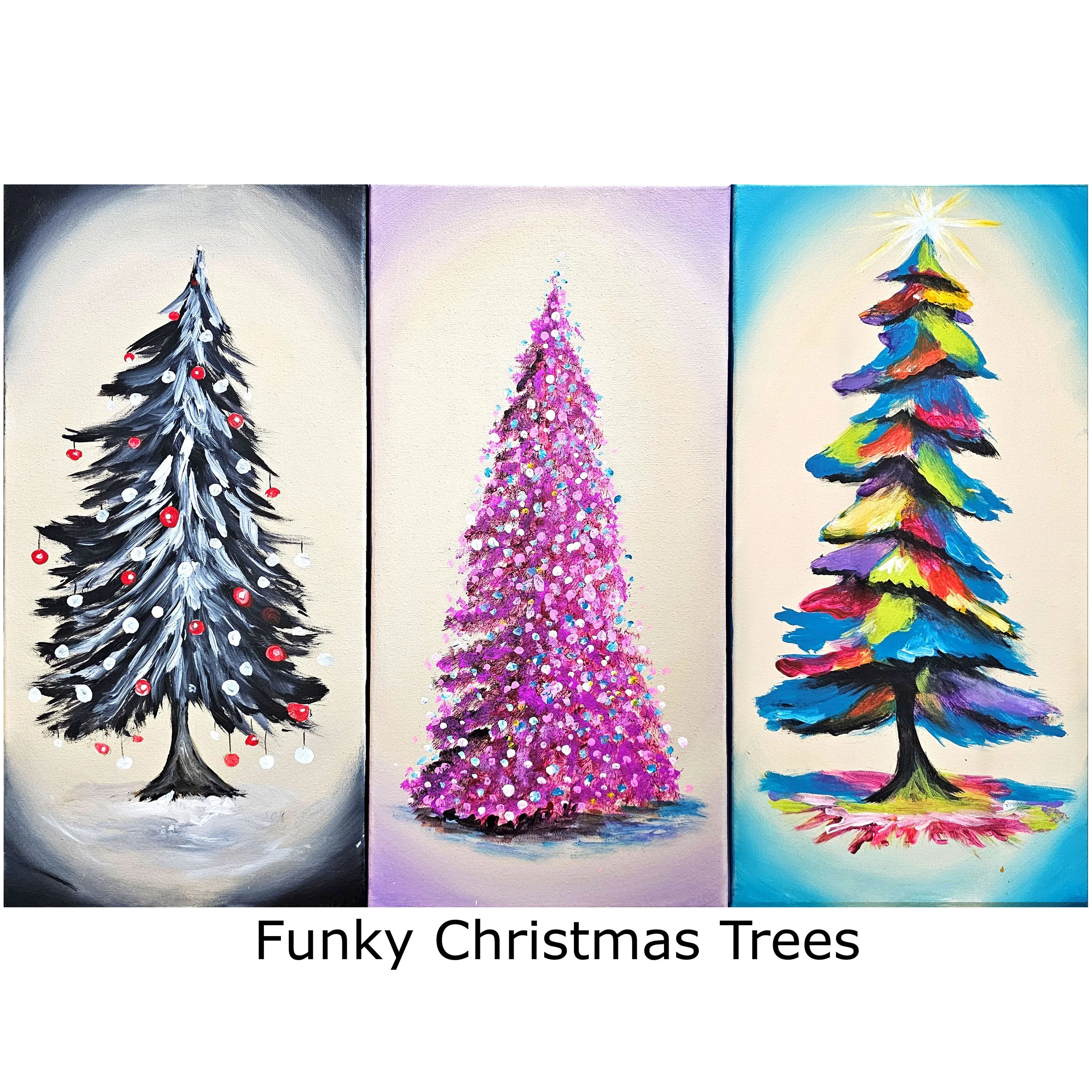 Funky Christmas Trees (3 paintings) — Michelle the Painter