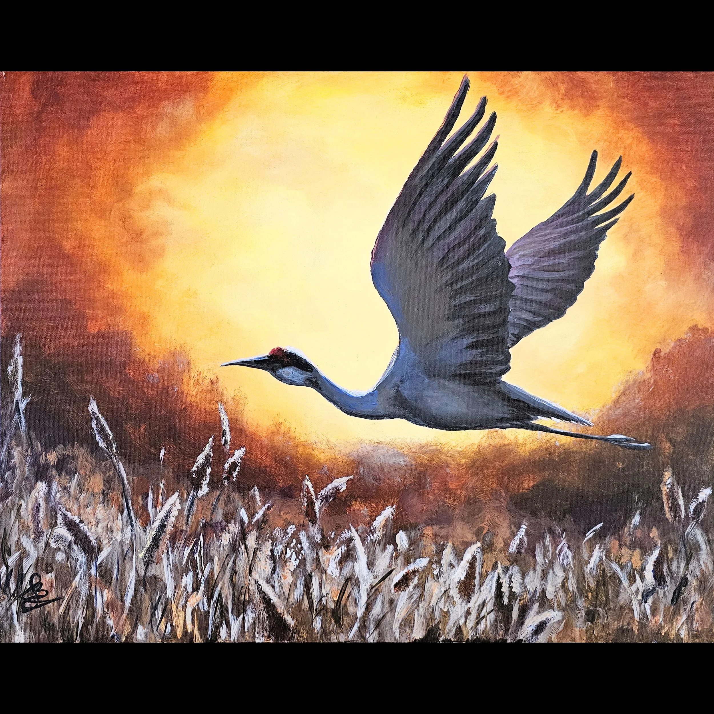 Autumn Sunset Crane