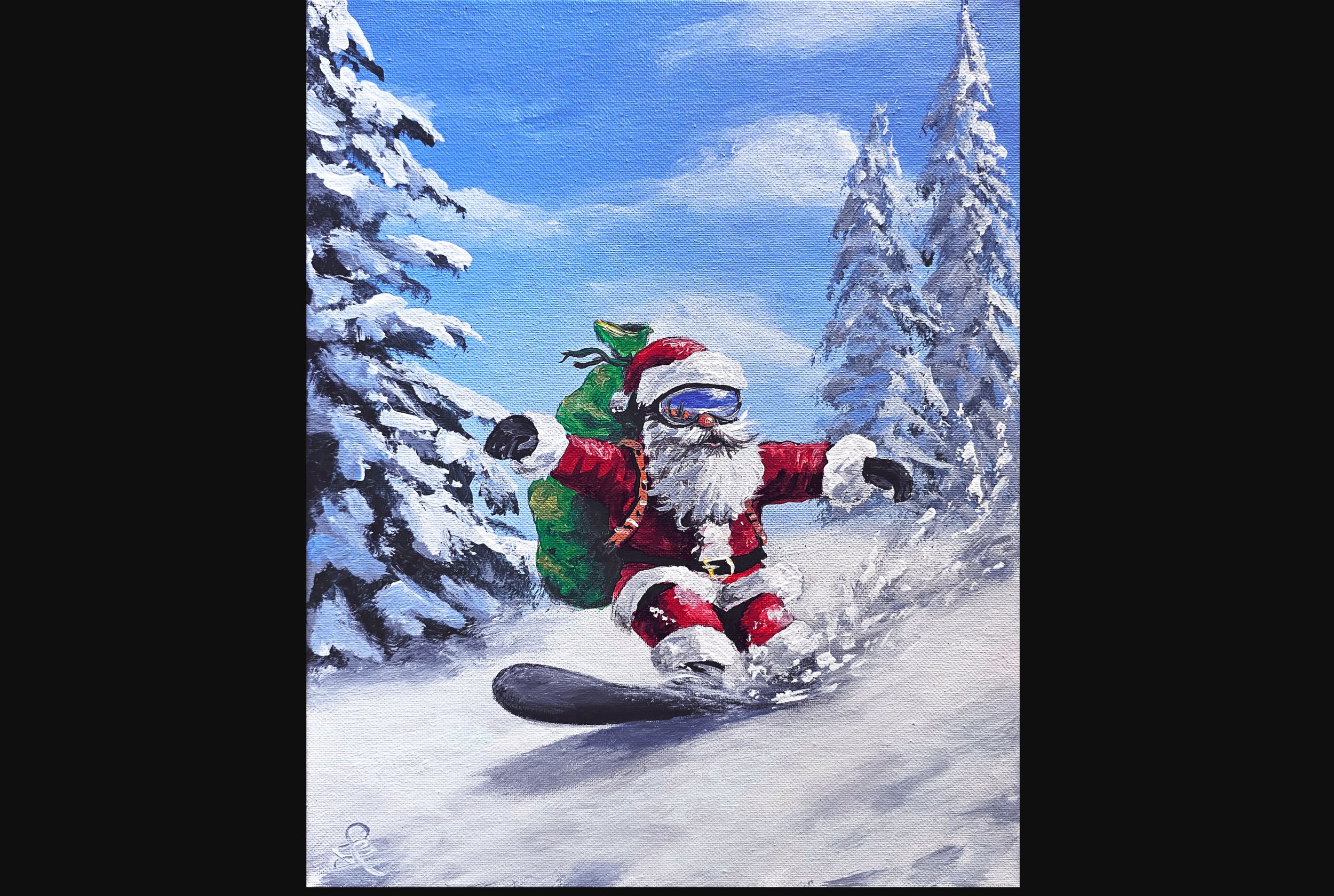 Santa Snowboarding
