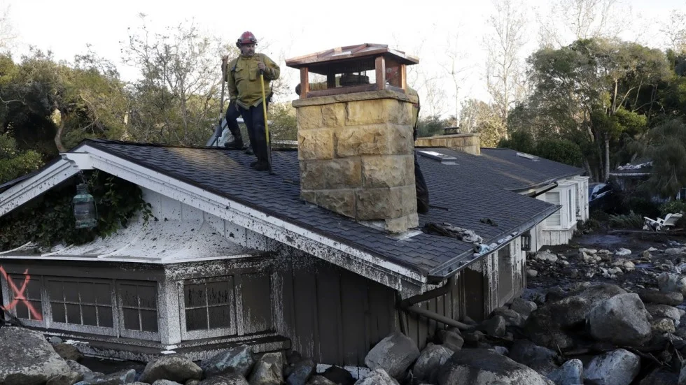One of the many homes destroyed in the mudslides in Montecito, CA (via Daily News)