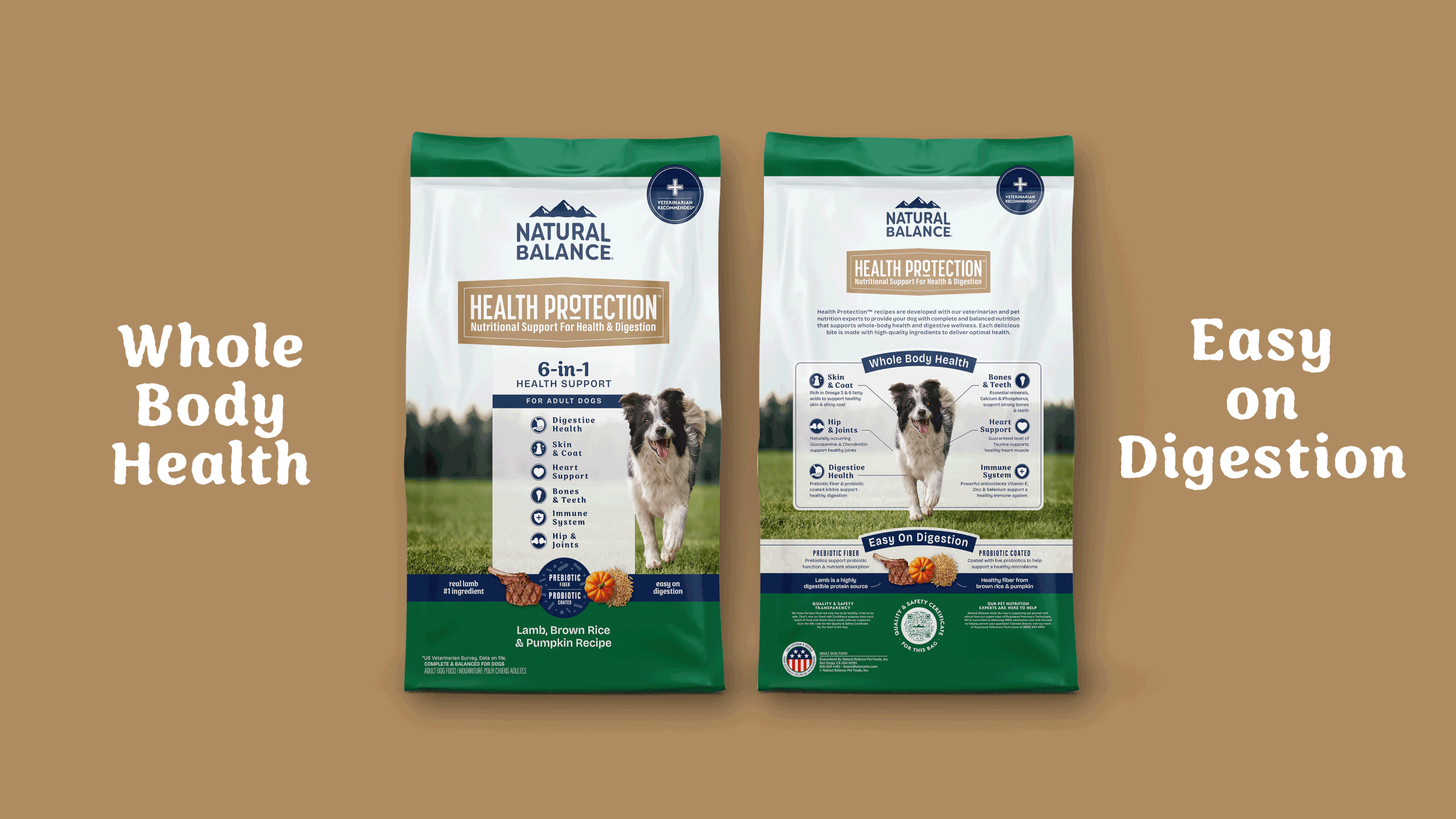 Front and back of pack for Natural Balance Health Protection dog food