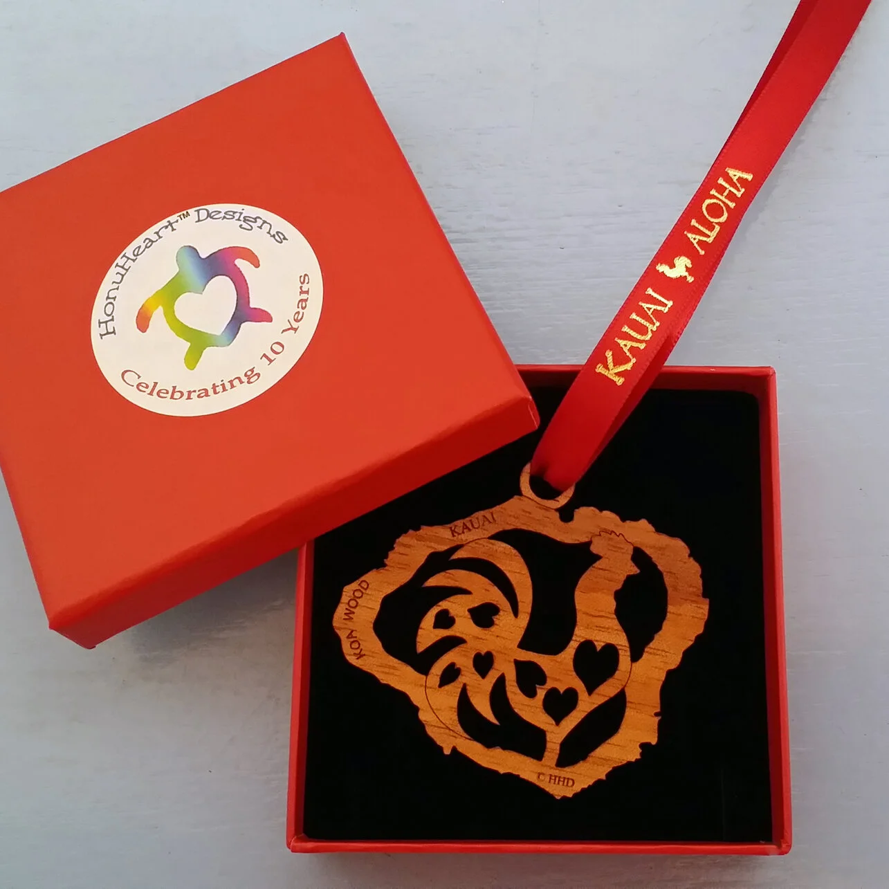Koa Wood Ornament Kauai Rooster — Nalu Home of HonuHeart Designs