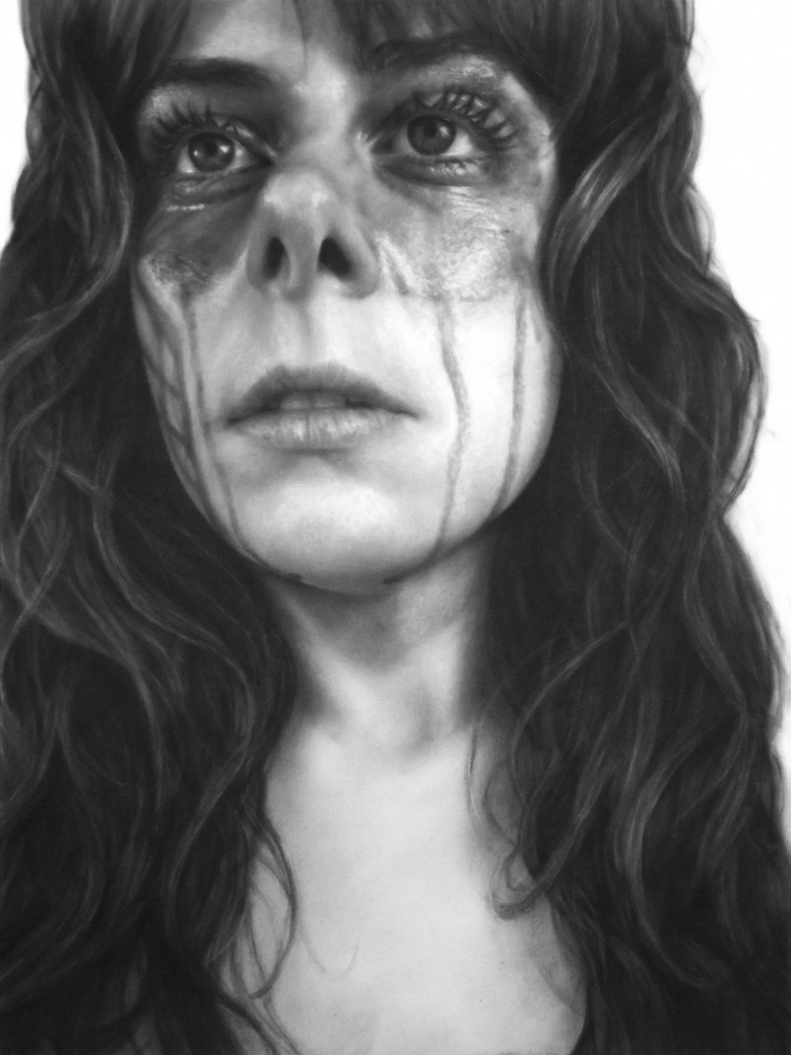 This Is What You Wanted (Self Portrait with Onions), Graphite on paper, 50 x 38 inches