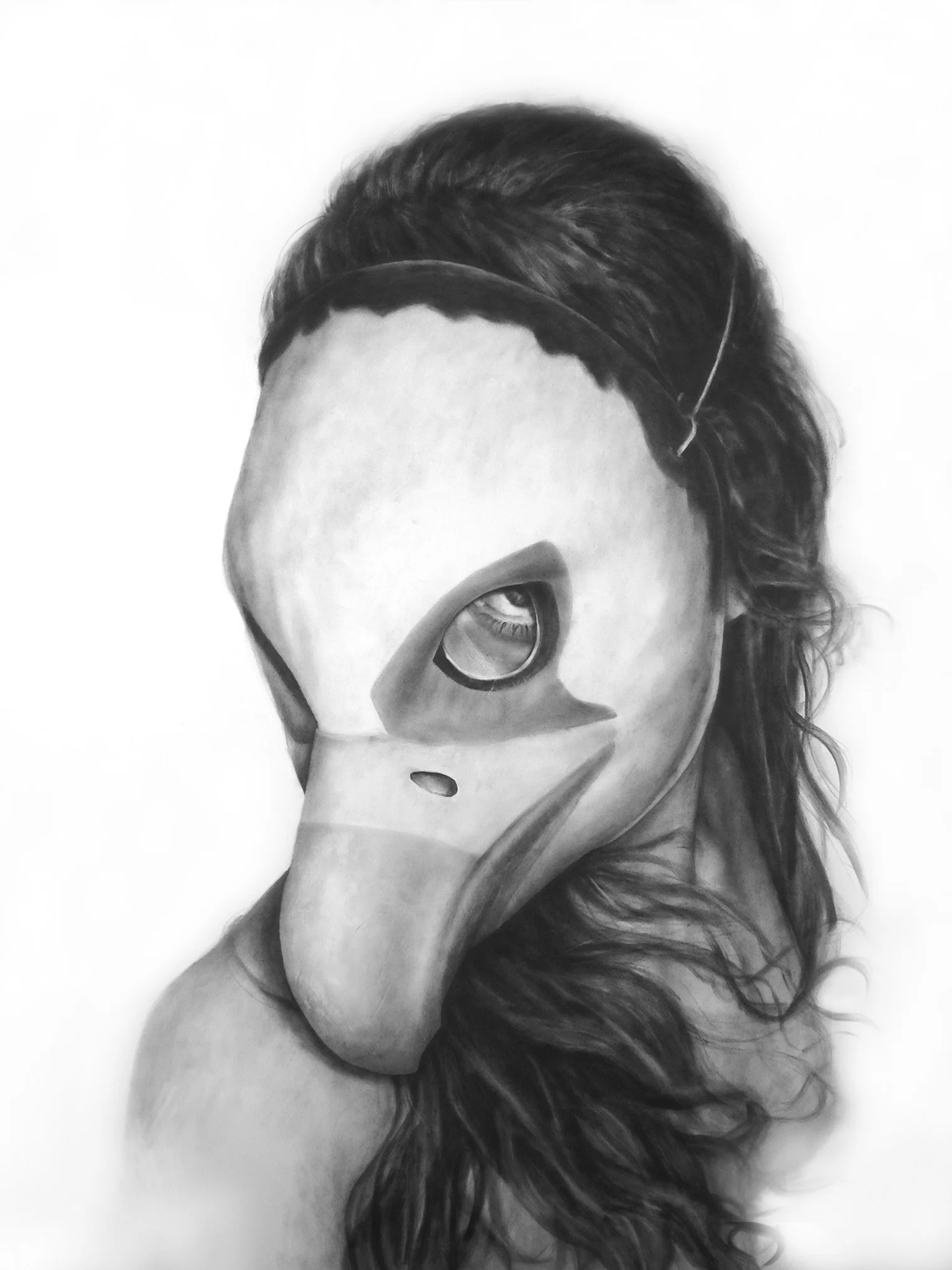 Self Portrait as Eagle, Graphite on paper, 50 x 38 inches