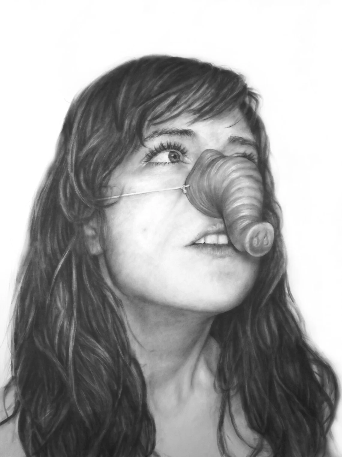Self Portrait as Elephant, Graphite on paper, 50 x 38 inches