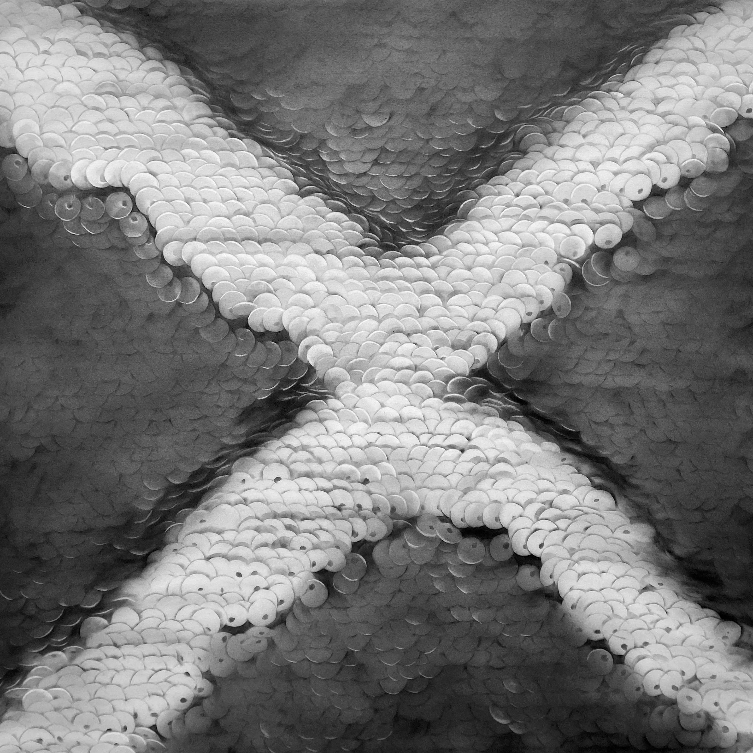 Sequin Kiss, Graphite, 37 x 37 inches